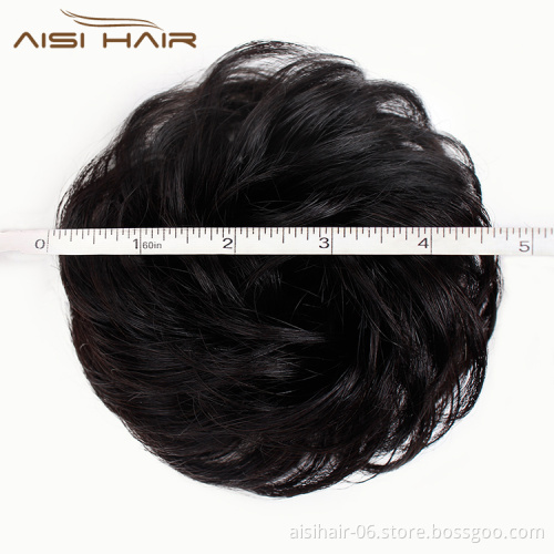 Aisi Hair Brazilian Human Hair Curly Black Chignon Bun Elastic Rope Rubber Band Hairpiece Clip In Extension For Black Women